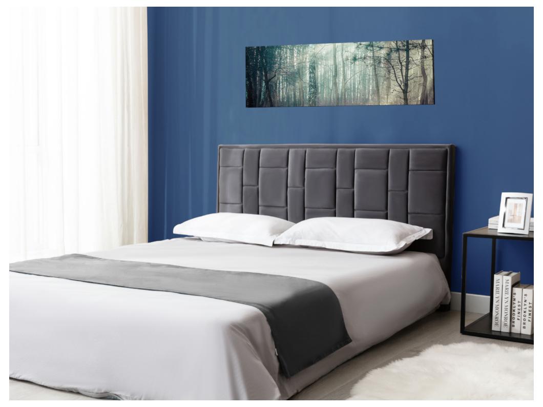Tête de lit 140 cm - Velours - Gris foncé - HERMINE