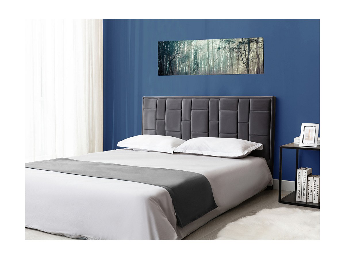 Bett-Kopfteil HERMINE - 160 cm - Samt - Dunkelgrau jetzt günstig und