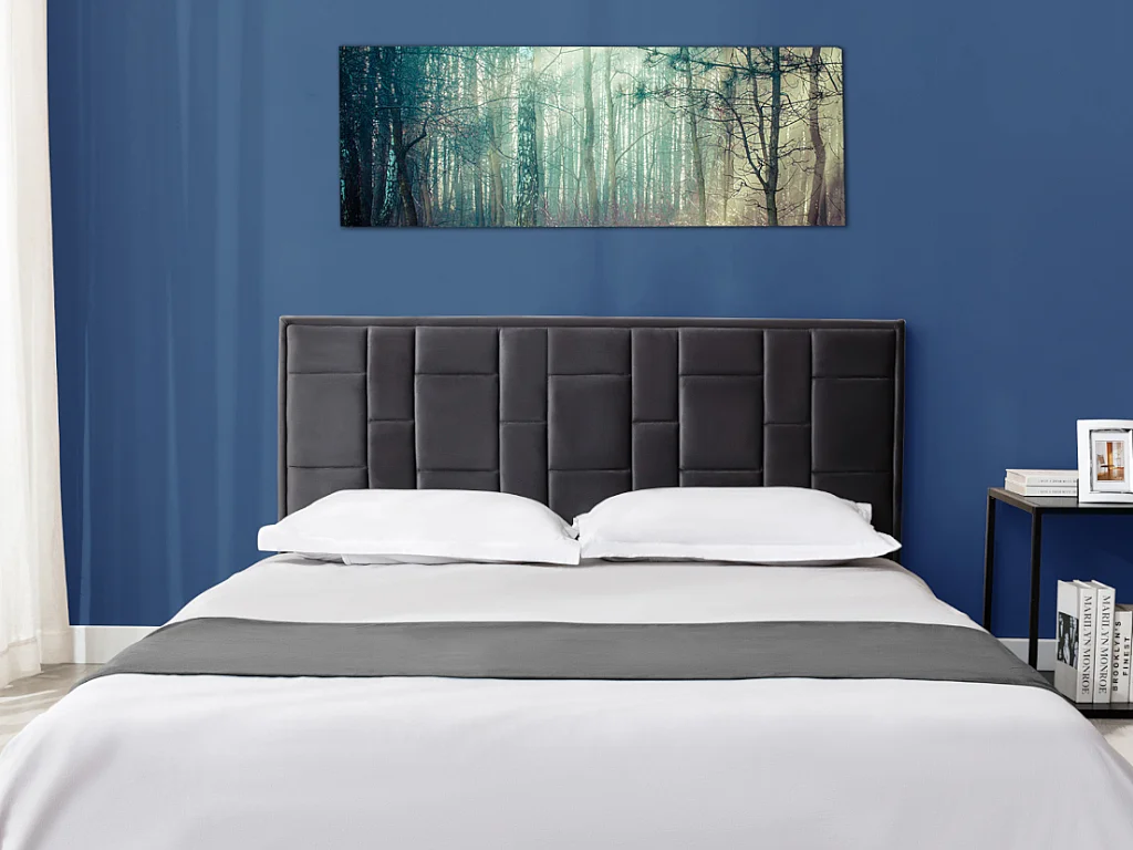 Tête de lit 160 cm - Velours - Gris foncé - HERMINE