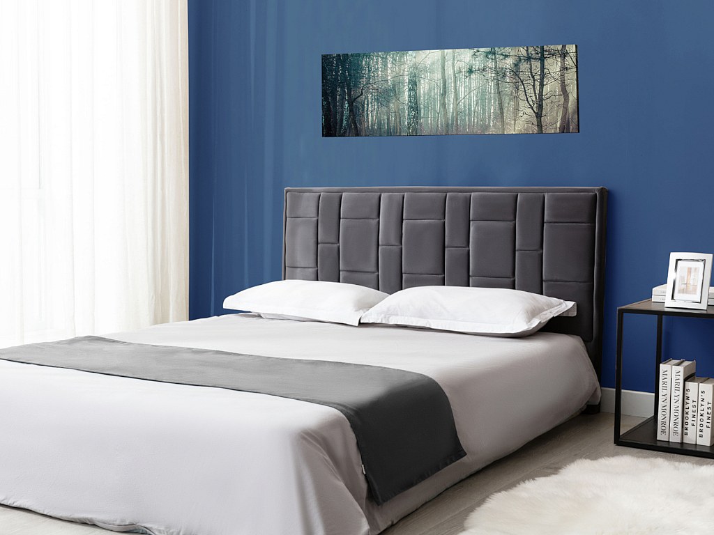 Vente-unique Bettkopfteil - 160 Cm - Samt - Dunkelgrau - Hermine
