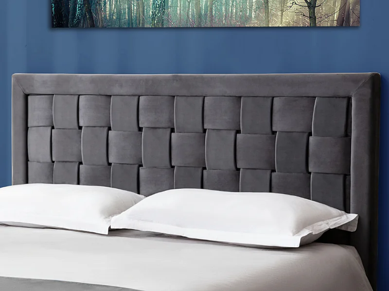 Tête de lit JENNA - 140 cm - Velours - Gris foncé