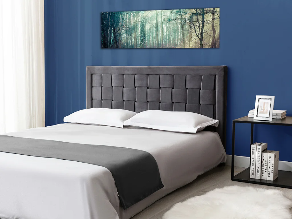 Tête de lit JENNA - 140 cm - Velours - Gris foncé