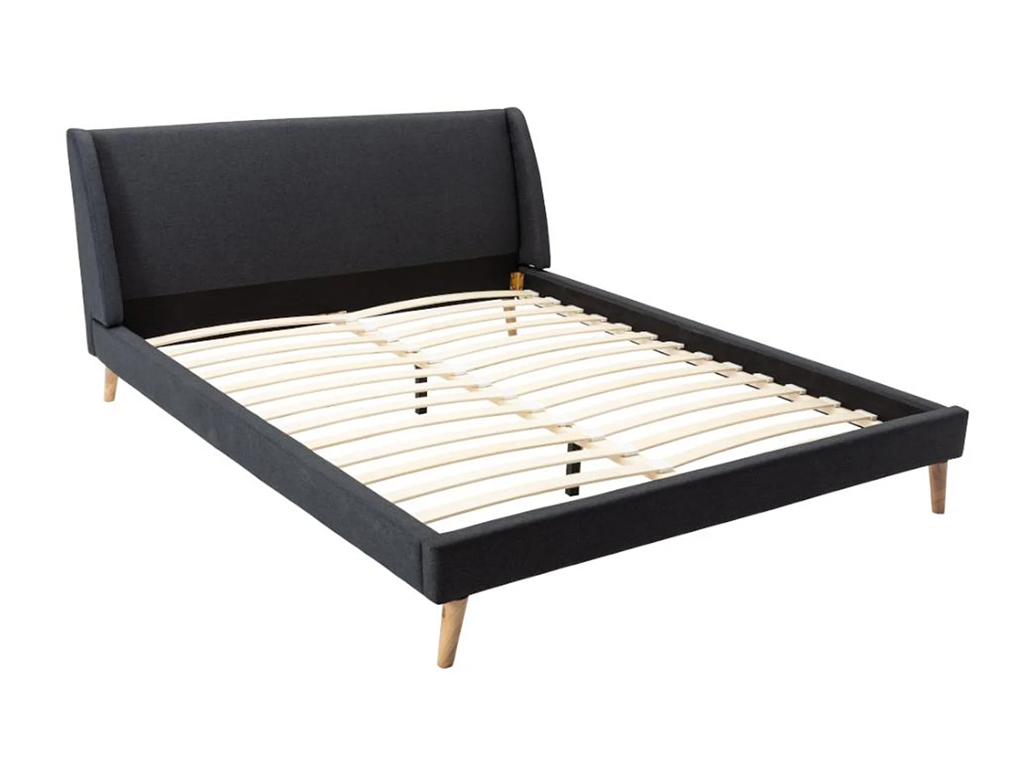 Cama nórdica - 160 x 200 cm - Tela - Antracita - BENEDICTE