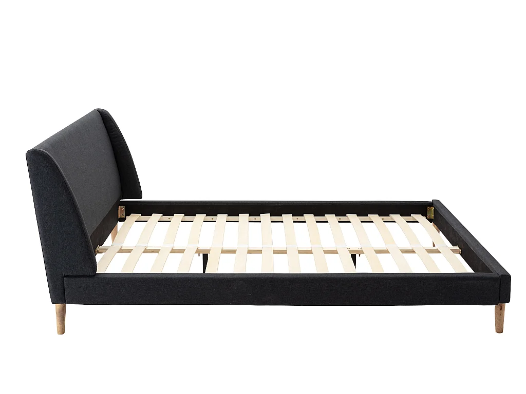 Cama nórdica - 160 x 200 cm - Tela - Antracita - BENEDICTE