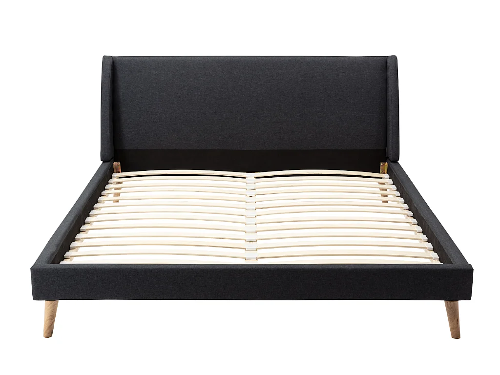 Cama nórdica - 160 x 200 cm - Tela - Antracita - BENEDICTE