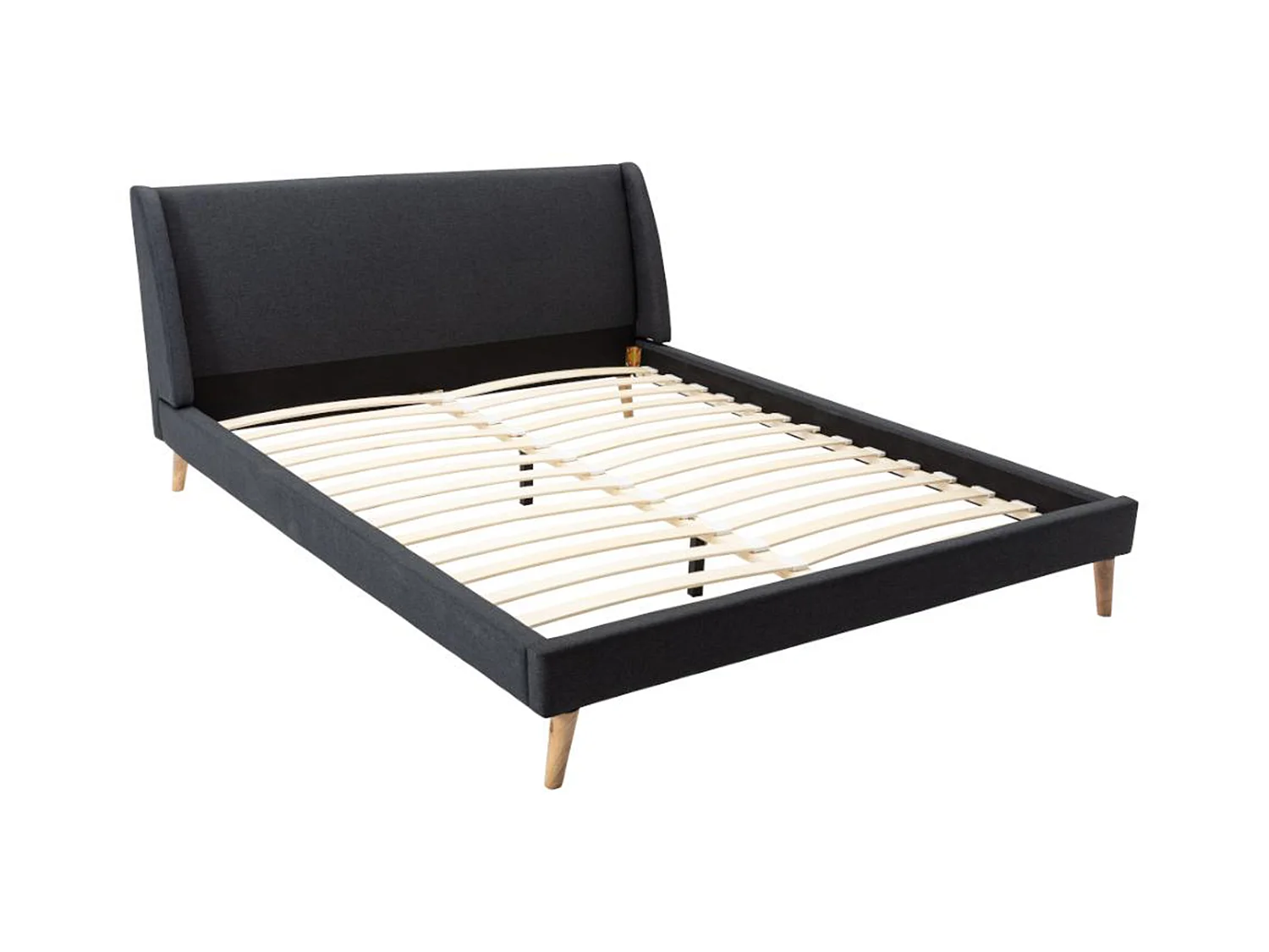 Skandinavisk seng 160 x 200 cm - Stof - Antracitgrå - BENEDICTE