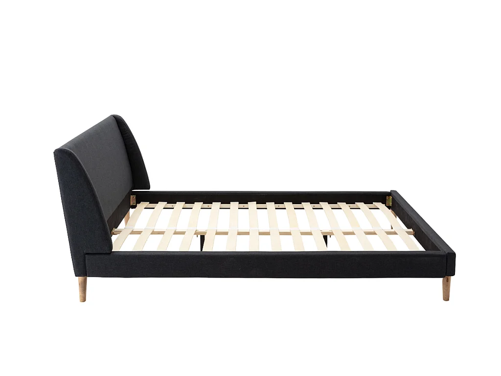 Skandinavisk seng 160 x 200 cm - Stof - Antracitgrå - BENEDICTE