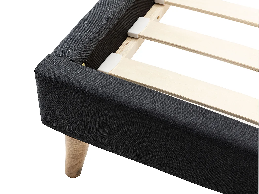 Bett - Skandinavischer Stil - 160 xx 200 cm - Stoff - Anthrazit - BENEDICTE