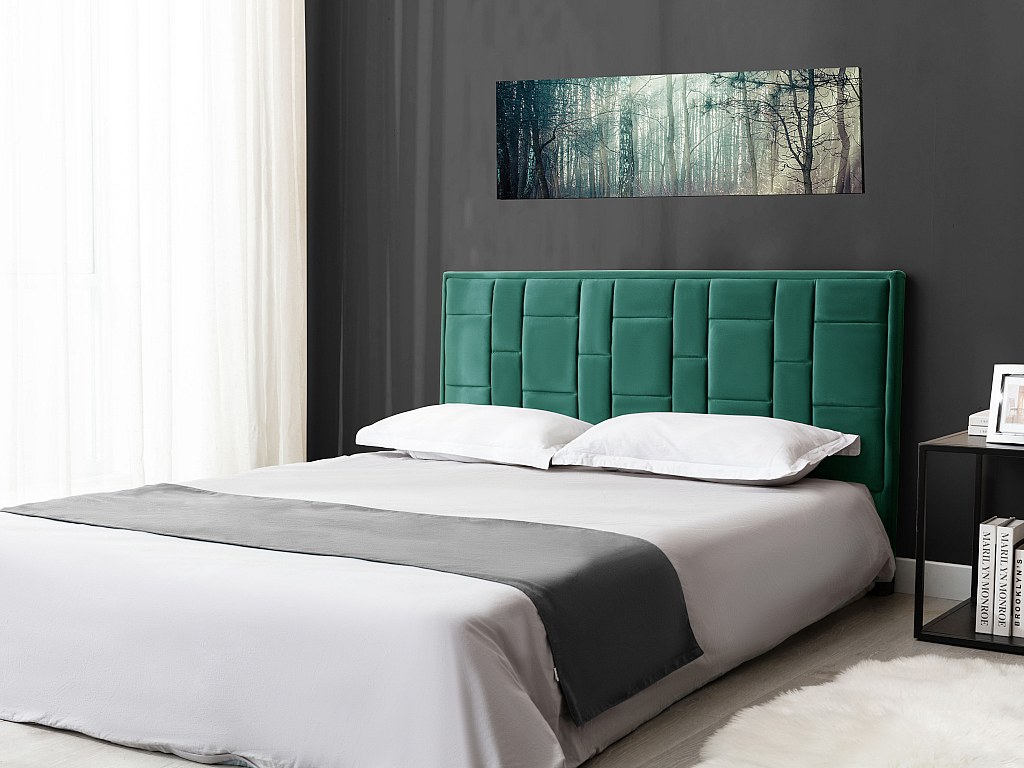 Vente-unique Bettkopfteil - 140 Cm - Samt - Grün - Hermine