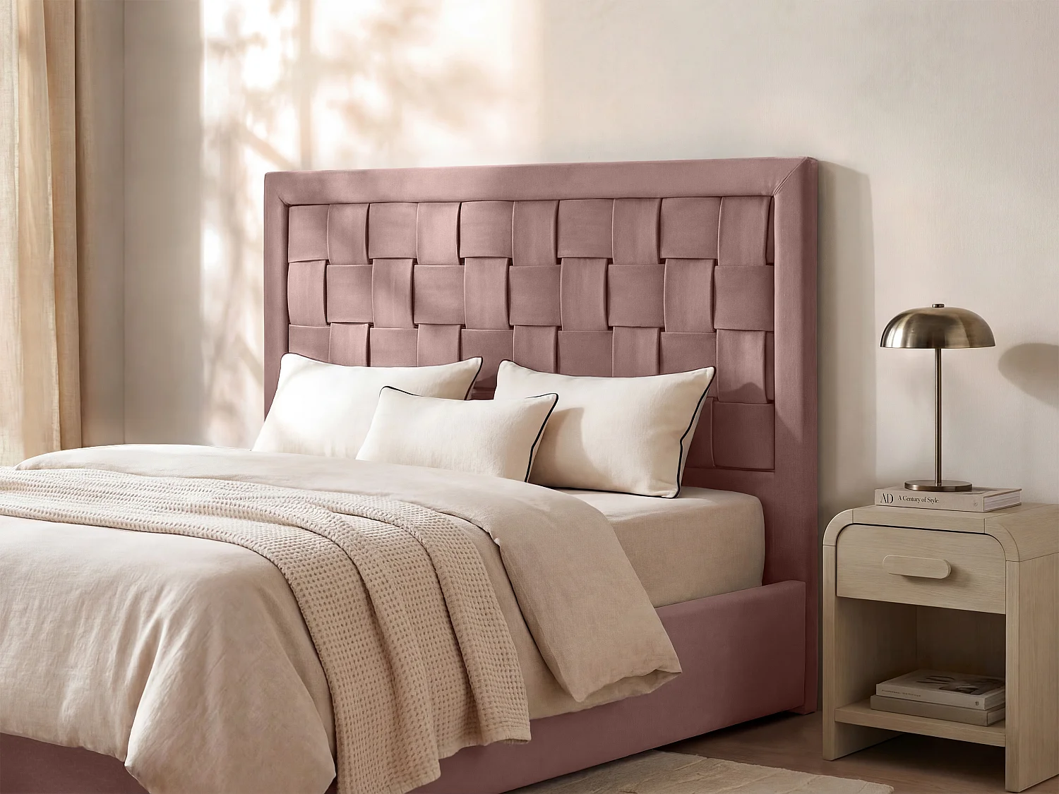 Tête de lit JENNA - 160 cm - Velours - Vieux rose