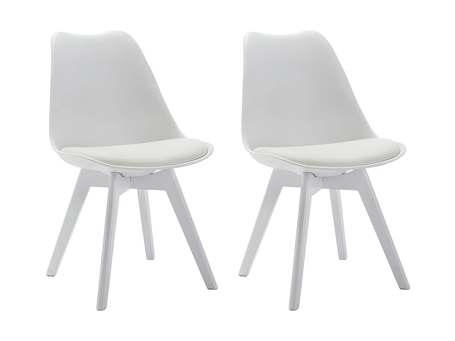 Lot de 2 chaises JODY - Polypropylène et Hêtre - Blanc pieds Blanc