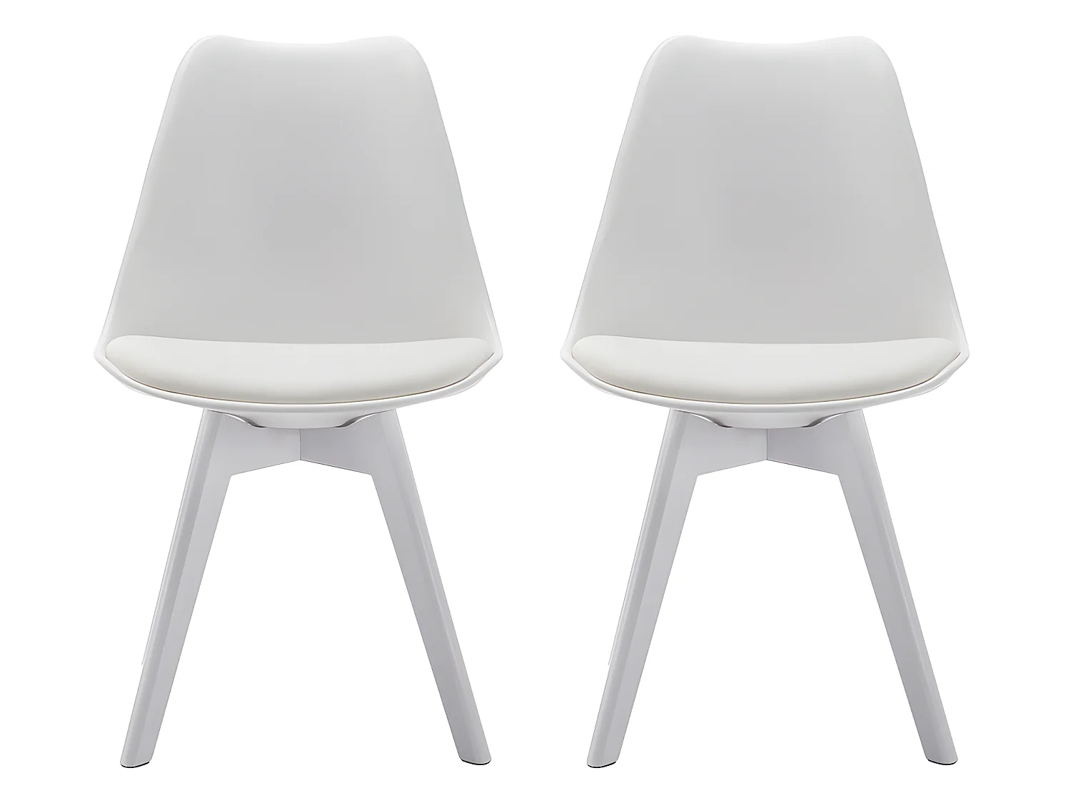 Lot de 2 chaises JODY - Polypropylène et Hêtre - Blanc pieds Blanc