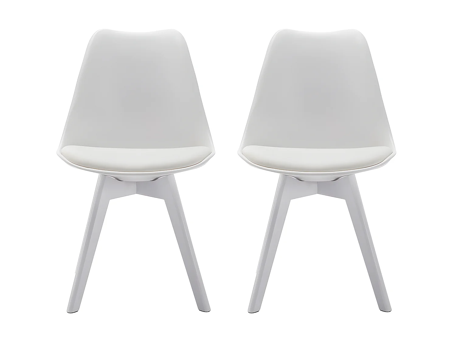 Juego de 2 sillas JODY - Polipropileno y Haya - Blanco patas Blanc