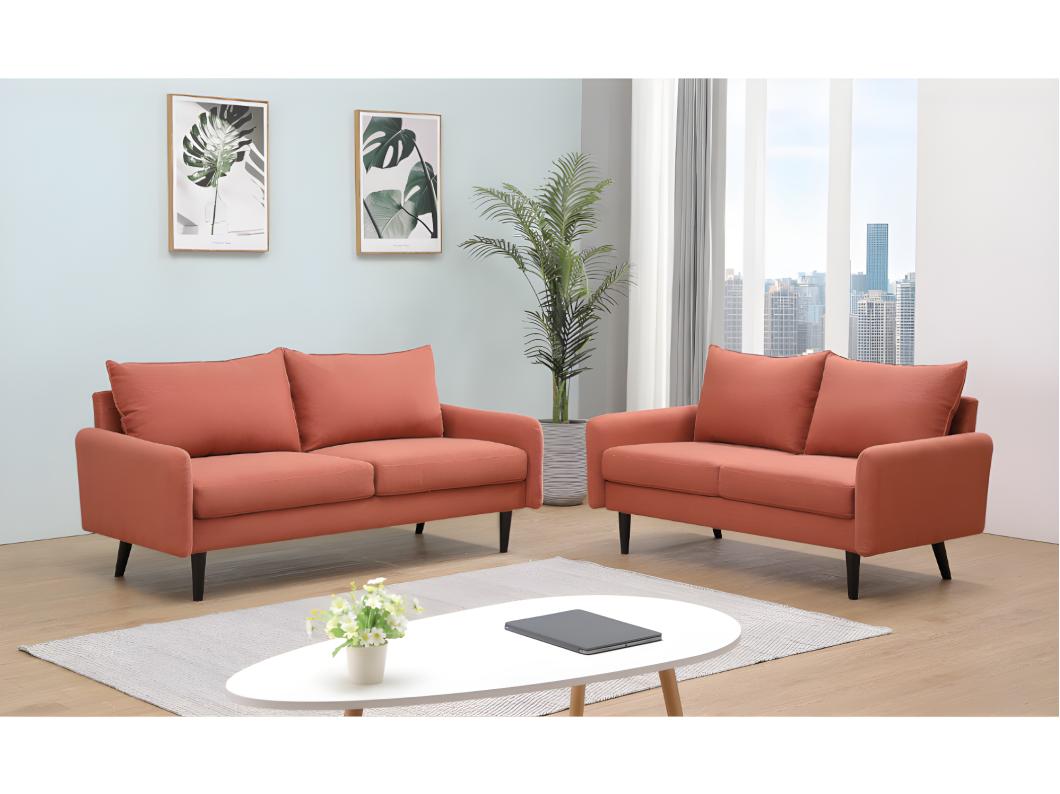 Couchgarnitur 3+2 - Stoff - Terracotta - HALIA