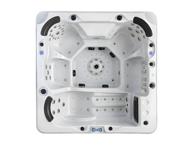 SPA 6 lugares cinzento granitado com acessórios – Gama prestígio ULYSSE IV – 132 jatos – C220 x L220 x A97 cm – Sistema Balboa