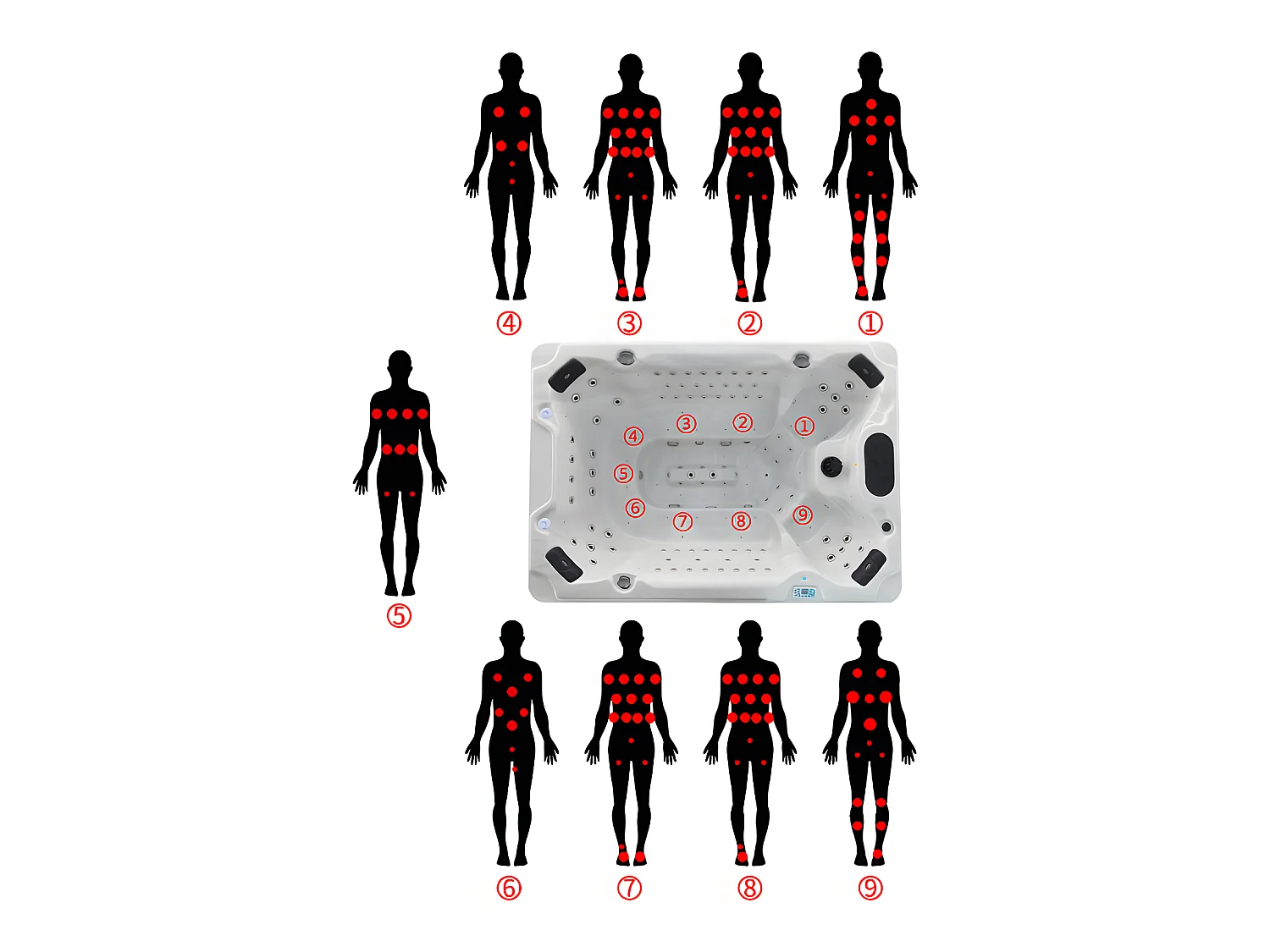 Spa voor 8 personen Prestigecollectie CYRIUS II - Parelwit
