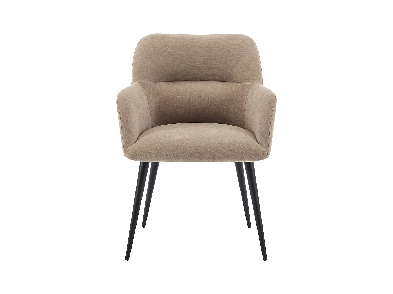 Lot de 6 chaises avec accoudoirs en tissu et métal noir - Beige - HEKA