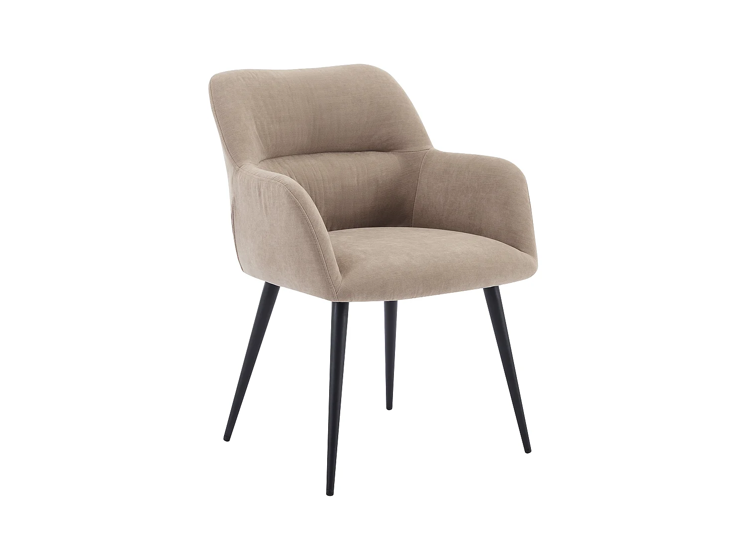 Lot de 6 chaises avec accoudoirs en tissu et métal noir - Beige - HEKA