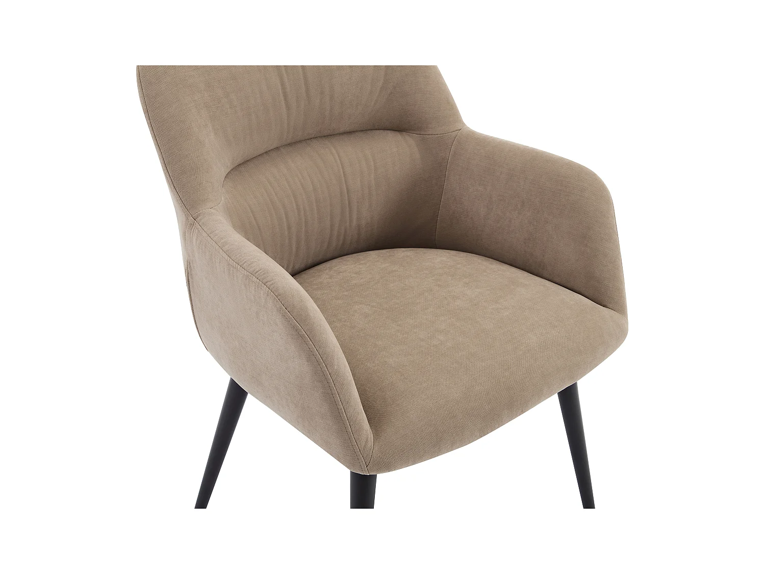 Lot de 6 chaises avec accoudoirs en tissu et métal noir - Beige - HEKA