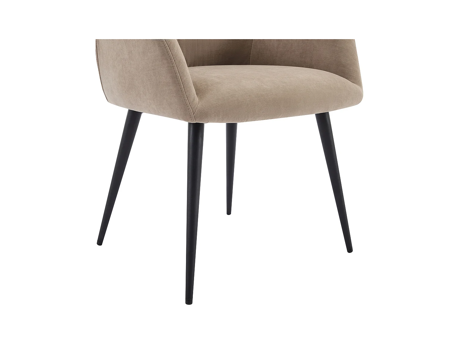 Lot de 6 chaises avec accoudoirs en tissu et métal noir - Beige - HEKA