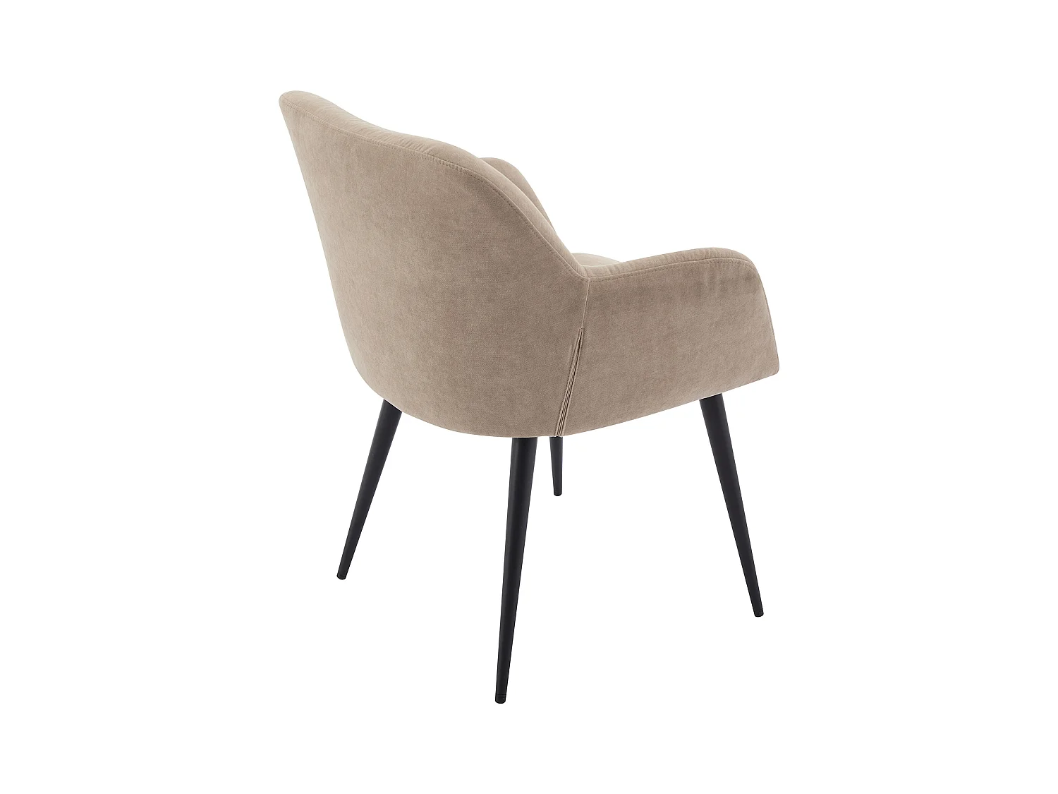 Lot de 6 chaises avec accoudoirs en tissu et métal noir - Beige - HEKA