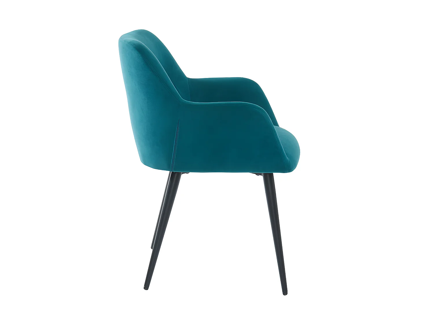 Sett med 6 stoler med armlener i stoff og svart metall - Blå - HEKA