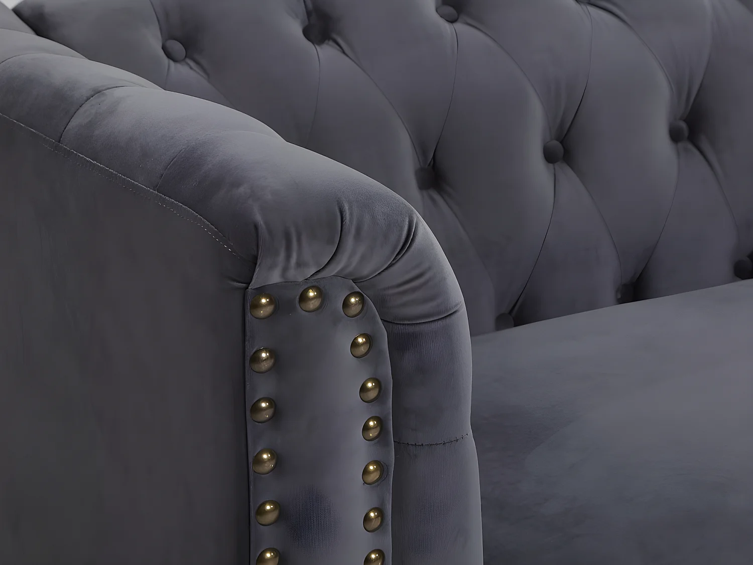 Kanapa 3- i 2-osobowa TURNER z weluru – kolor antracytowy