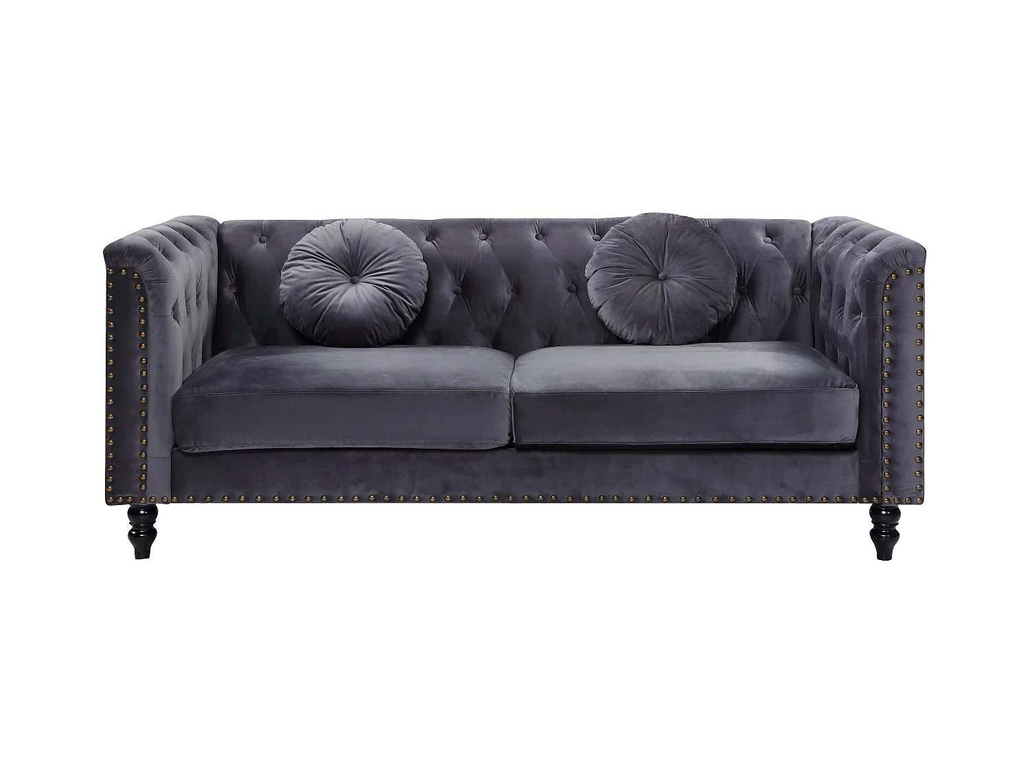 Kanapa 3- i 2-osobowa TURNER z weluru – kolor antracytowy