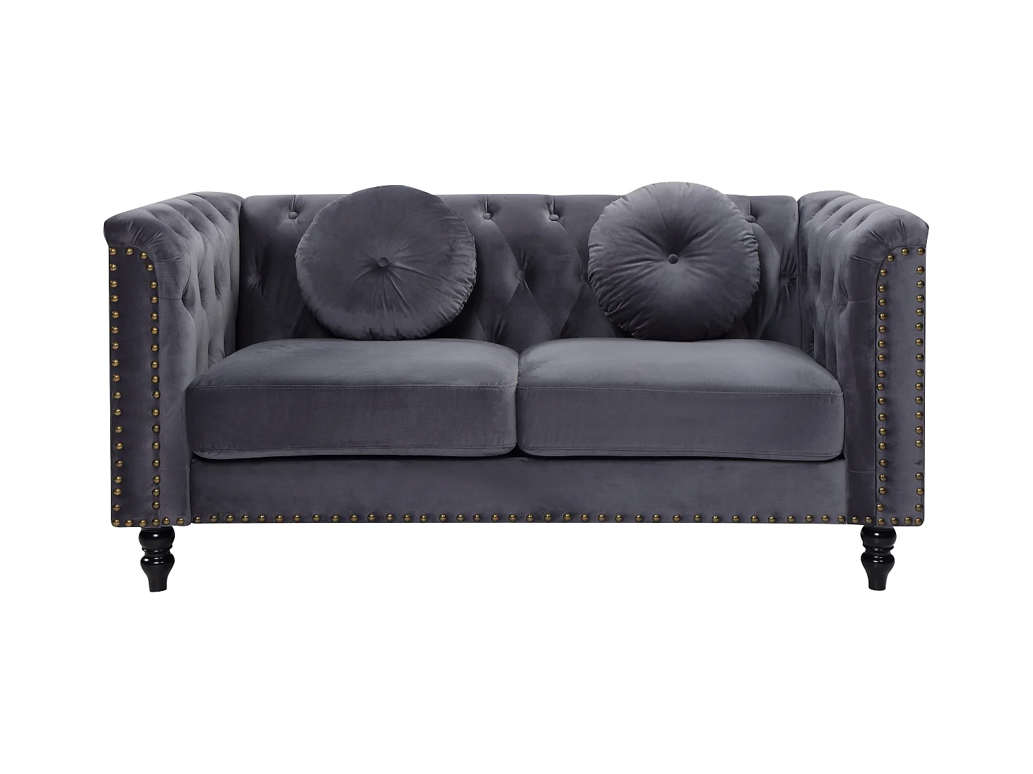 Driezitsbank en tweezitsbank van fluweel TURNER - Antraciet