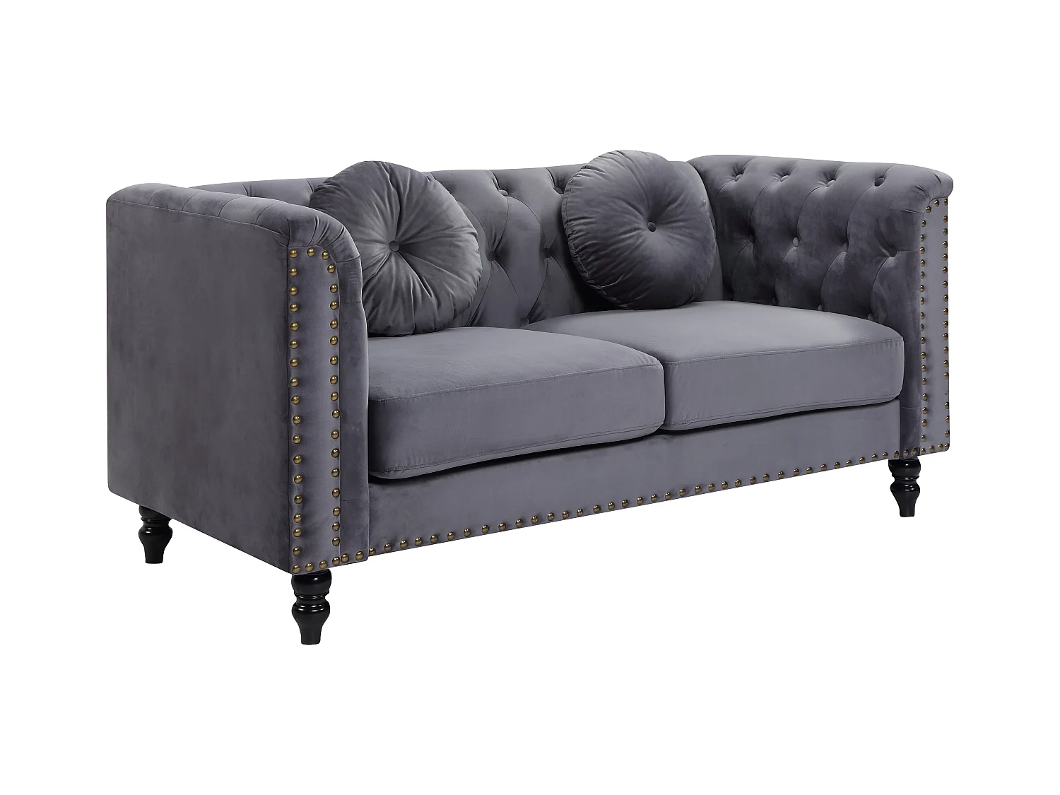 Driezitsbank en tweezitsbank van fluweel TURNER - Antraciet