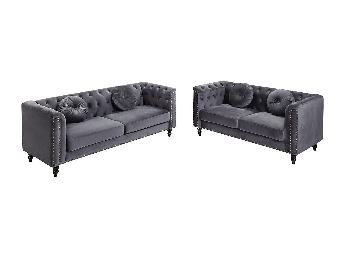 Canapés 3 places et 2 places en velours TURNER - Anthracite