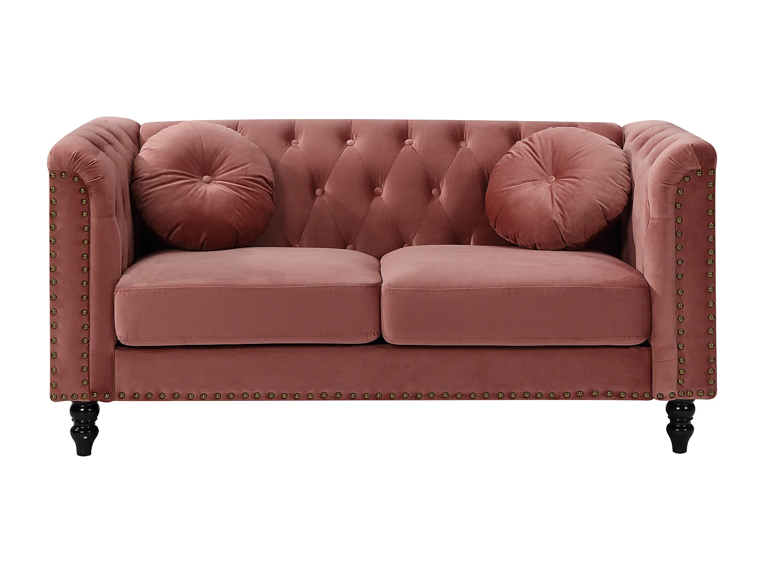 Driezitsbank en tweezitsbank van fluweel TURNER - Oudroze