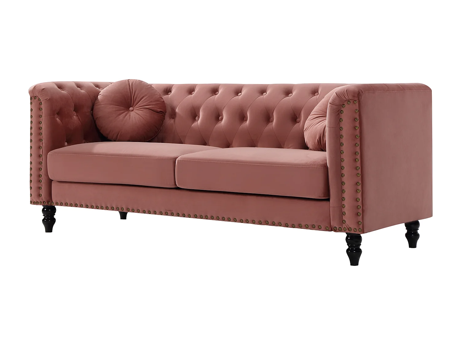 Driezitsbank en tweezitsbank van fluweel TURNER - Oudroze