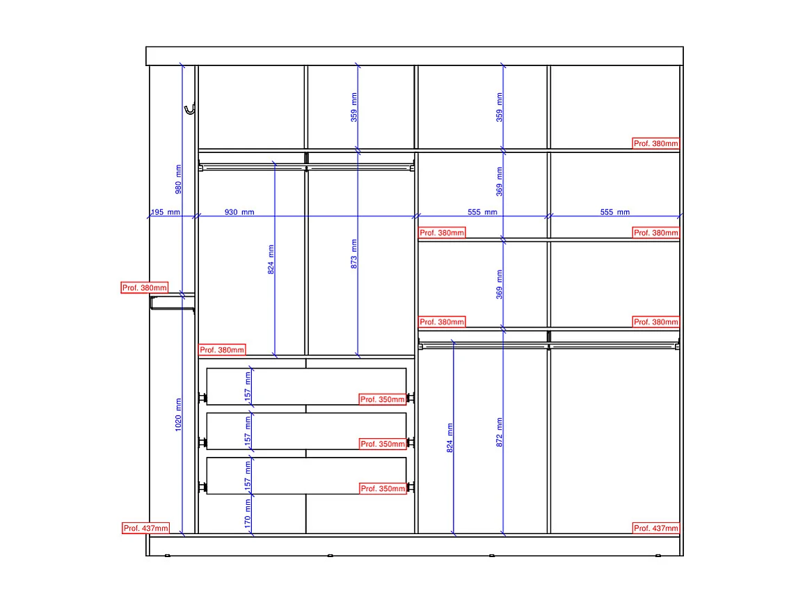 Armoire 2 portes coulissantes - Avec miroir - L231cm - Coloris : Naturel et ivoire - ADALRIK II