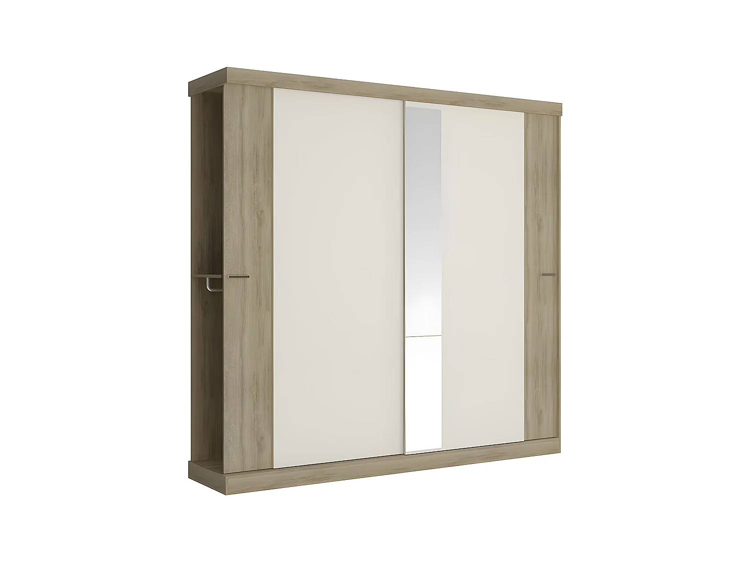Kledingkast - 2 schuifdeuren - L231cm - Eiken en ivoorkleur - ADALRIK