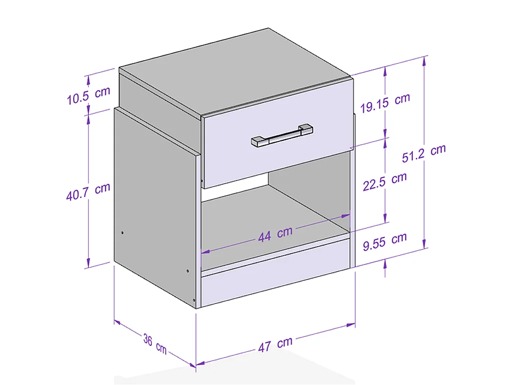 Table de chevet 1 tiroir et 1 niche - Coloris : Naturel et ivoire - BODIL II