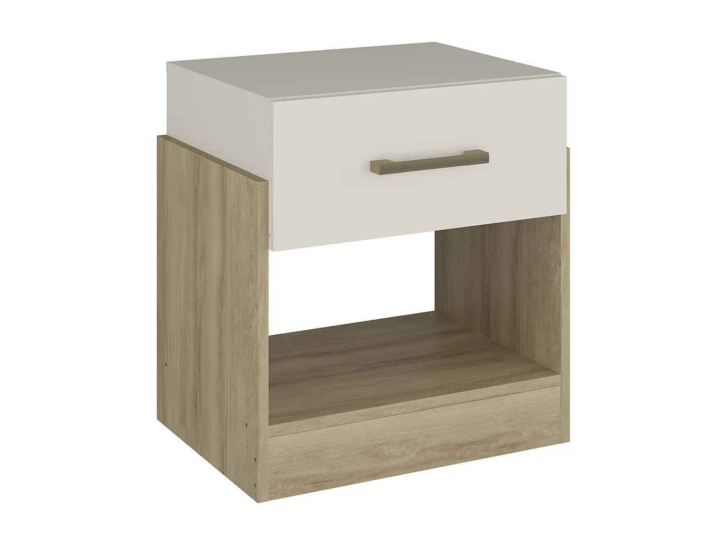 Nachttisch mit 1 Schublade & 1 Ablage - Naturfarben & Elfenbein - BODIL II