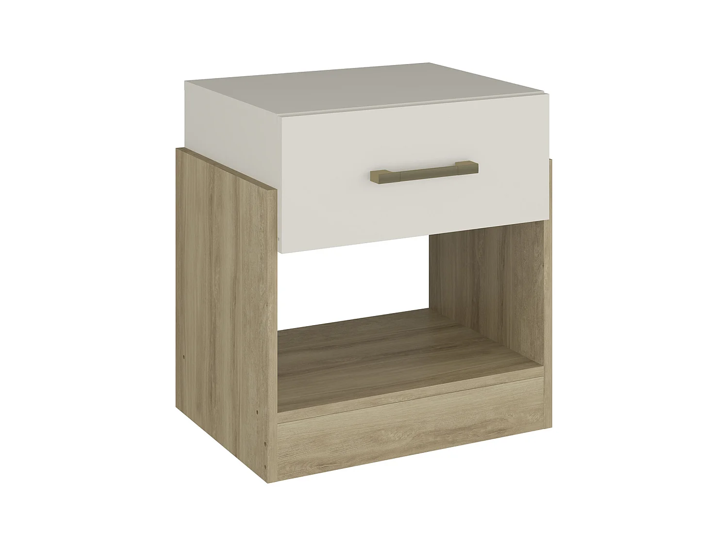 Mesa de noche - 1 cajón y 1 hueco - Natural y marfil - BODIL II