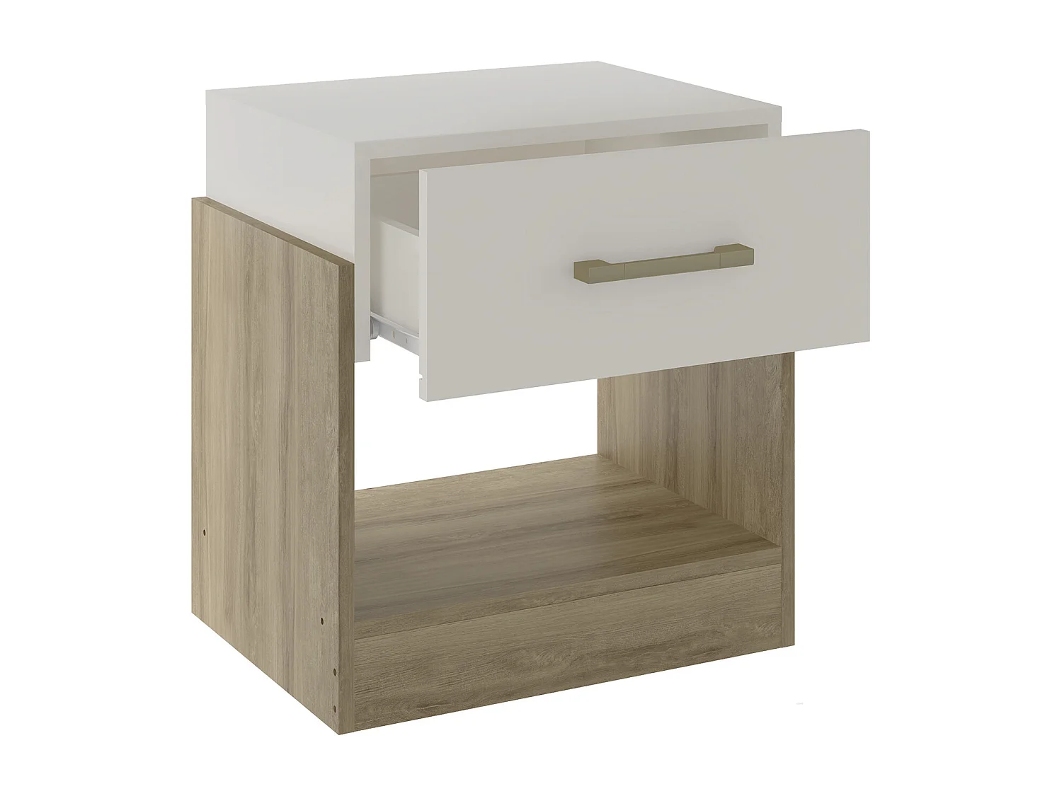 Mesa de noche - 1 cajón y 1 hueco - Natural y marfil - BODIL II