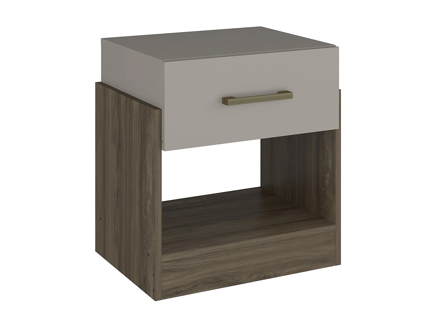 Table de chevet 1 tiroir et 1 niche - Coloris : Taupe et marron - BODIL II