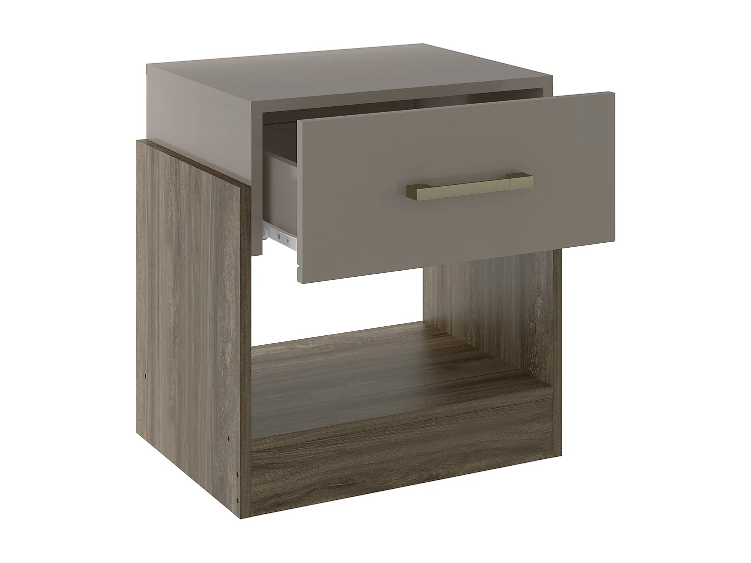 Table de chevet 1 tiroir et 1 niche - Coloris : Taupe et marron - BODIL II