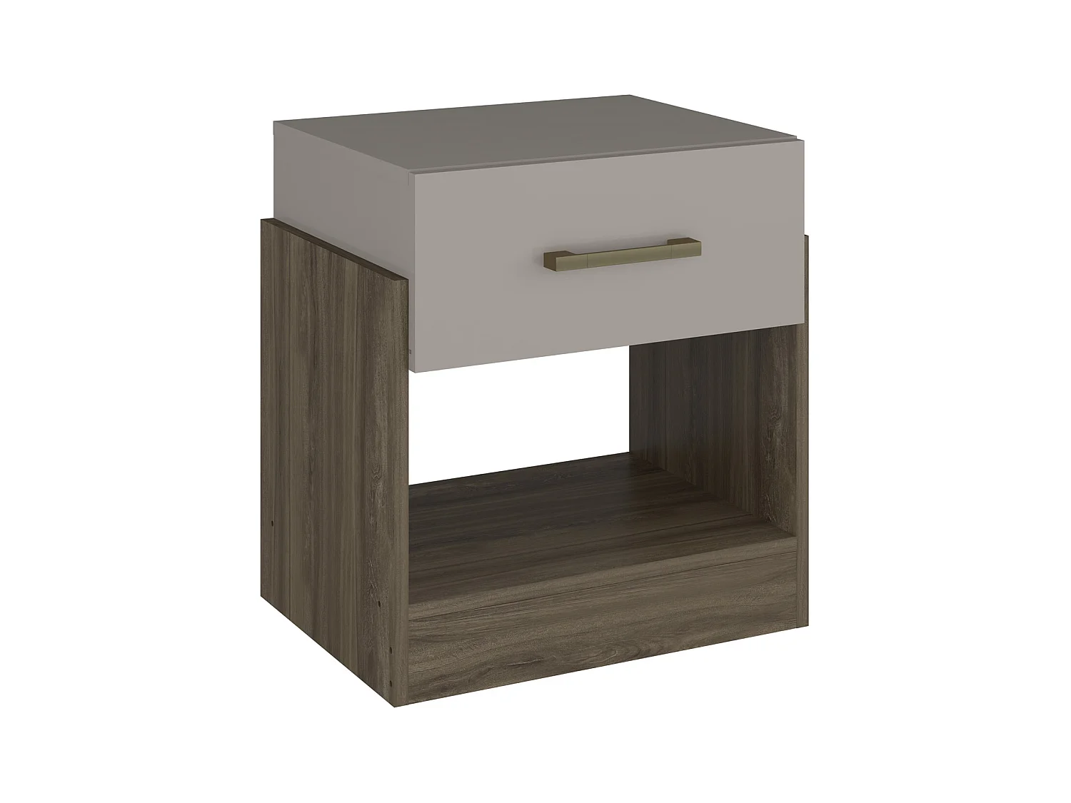 Mesa de noche - 1 cajón Y 1 HUECO - Topo y marrón - BODIL II