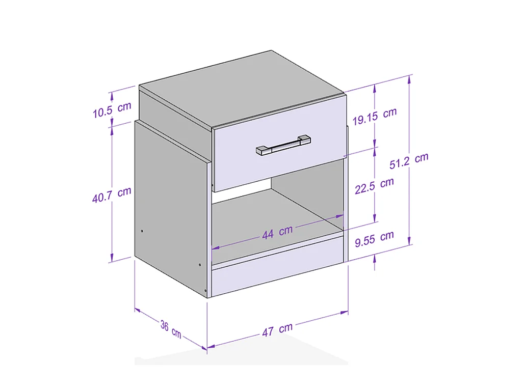 Table de chevet 1 tiroir et 1 niche - Coloris : Taupe et marron - BODIL II