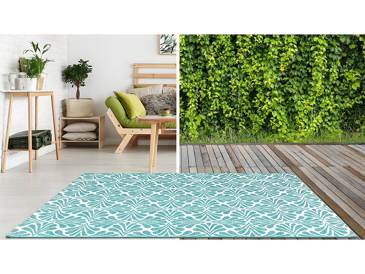 Alfombra de interior o exterior COQUILLA - 150 x 200 cm - Azul claro