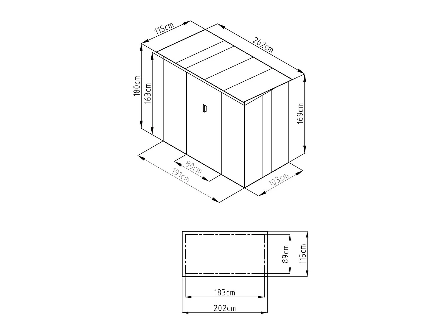 Tuinhuisje van gegalvaniseerd staal - Grijs - ACAMAR - 2,32 m²
