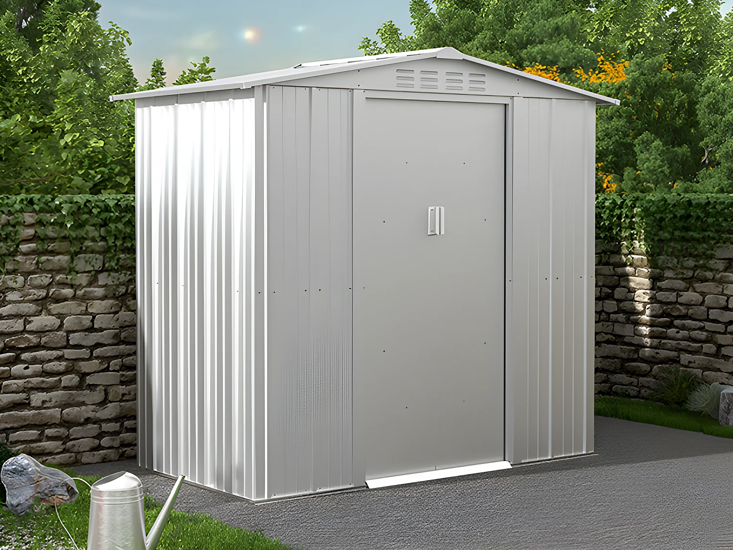 Abri de jardin métal en acier galvanisé gris 2,36 m² LINUS