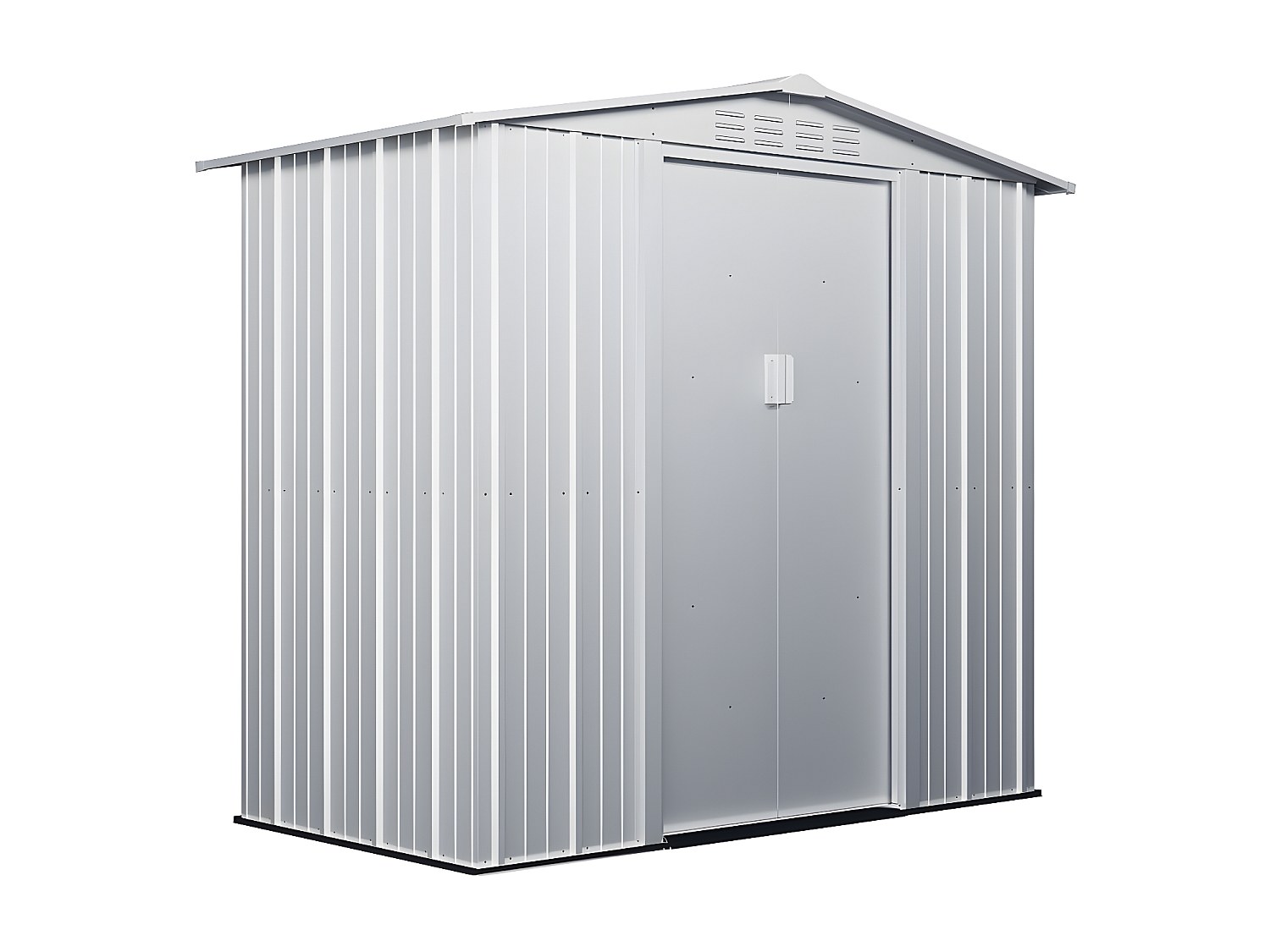 Vente-Unique – Abri de jardin métal galvanisé gris 2,36 m² – Double porte coulissante – Grilles d'aération pour ventilation – Dimensions 207x187x114