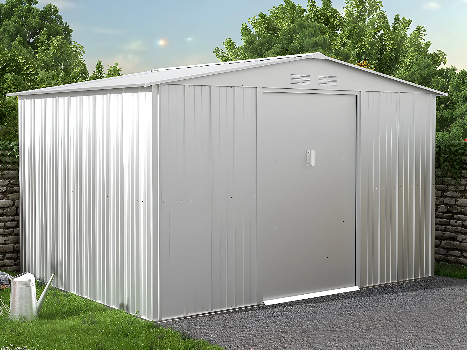 Abri de jardin métal en acier galvanisé gris 7,82 m² LINUS