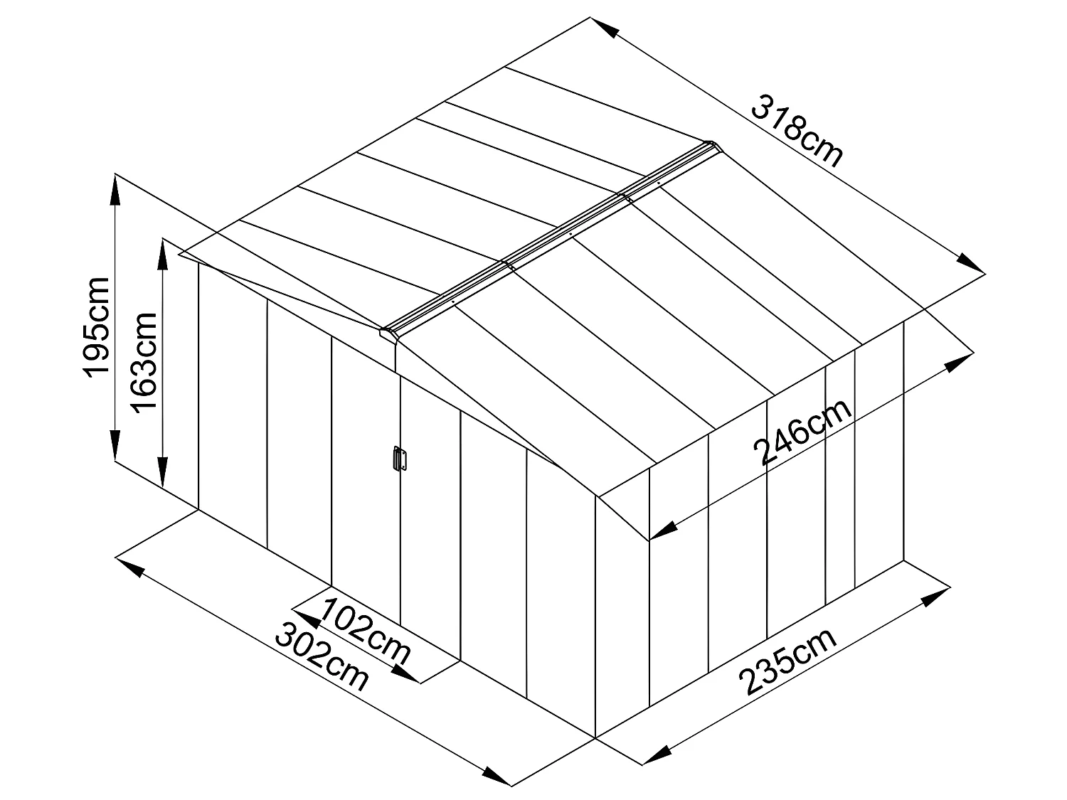Trädgårdsskjul i galvaniserad grå stål 7,82 m² LINUS