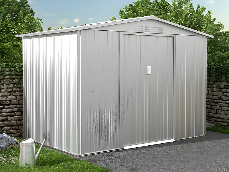 Abri de jardin métal en acier galvanisé gris 4,91 m² LINUS